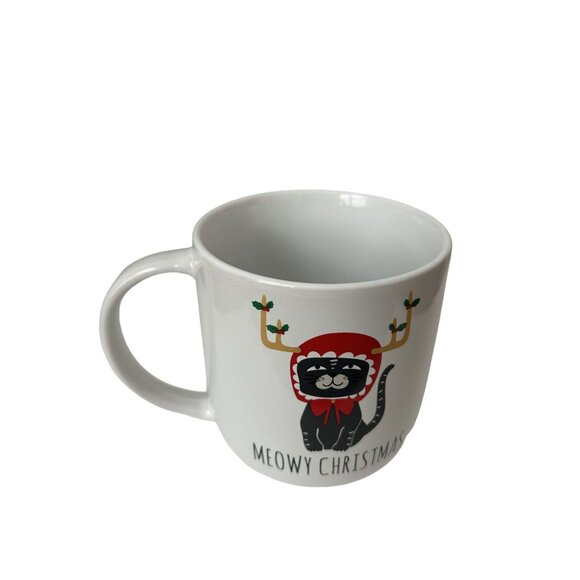 White Cracker Barrel "Meowy Christmas" Stoneware Mug 4" High - Picture 2 of 3